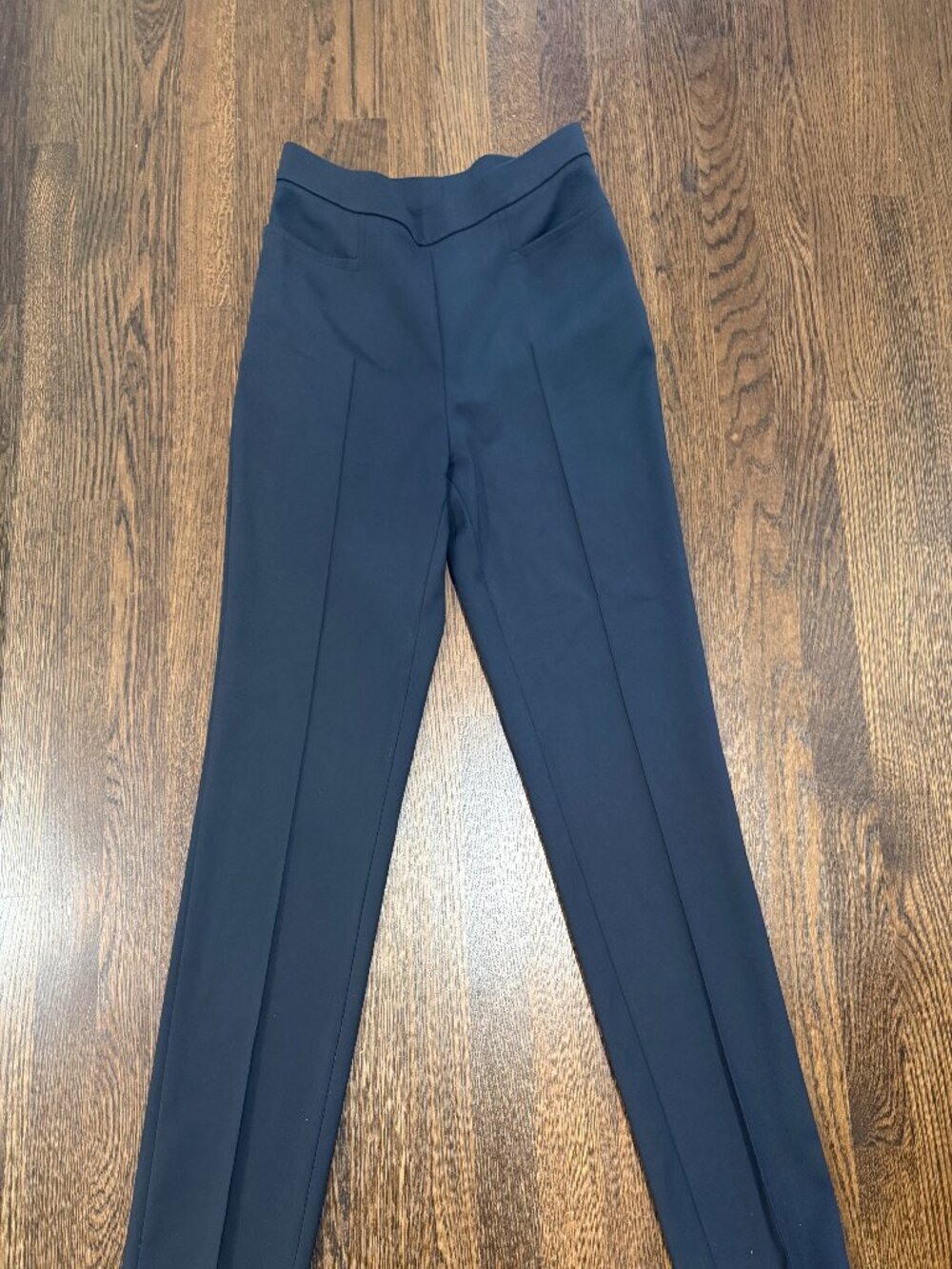 Akris Punto Navy Slim Ankle Pants Side Zip Slash Pockets Tailored Women’s